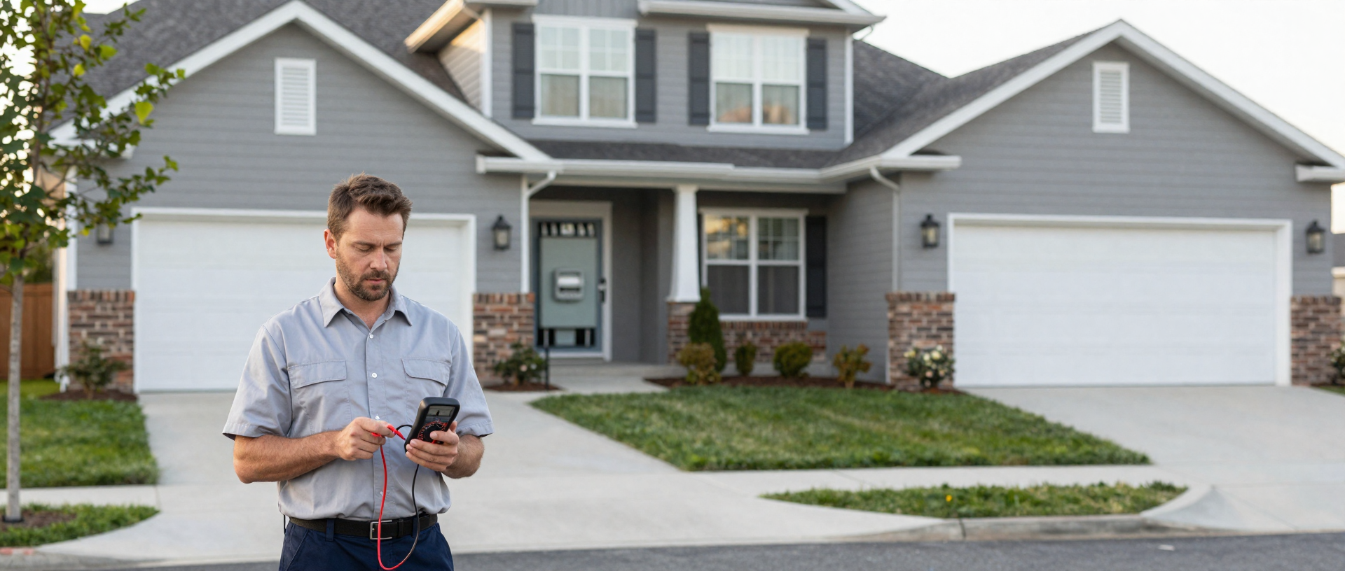 Professional electrician working on residential electrical panel